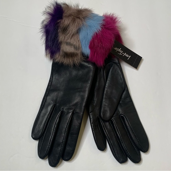 Lord & Taylor Accessories - Lord & Taylor Genuine Leather & Fur Womens Gloves